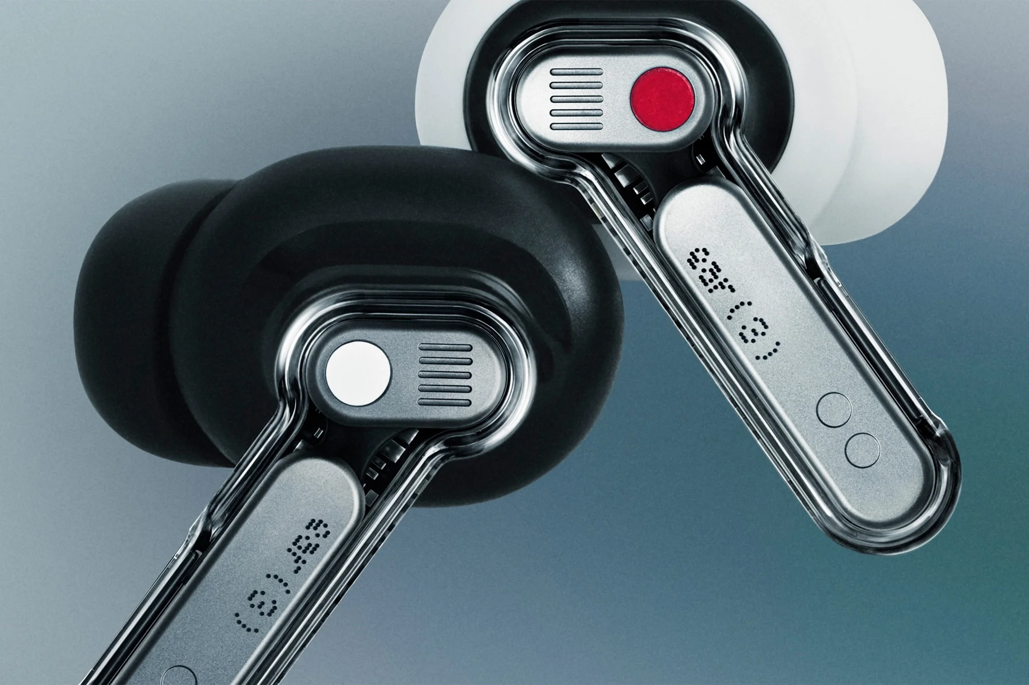 Close up image of Nothing's beautiful earbuds
